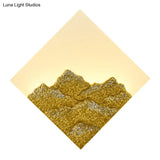 Modern Acrylic Led Wall Sconce - Mountain Pattern Rhombus Mural Design Silver/Gold Bedroom Lighting