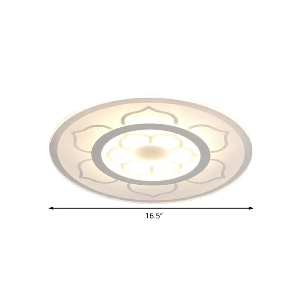 Modern Acrylic Lotus Flush Mount Lamp - Led Ceiling Light (8/16.5/20.5) In Warm Or White