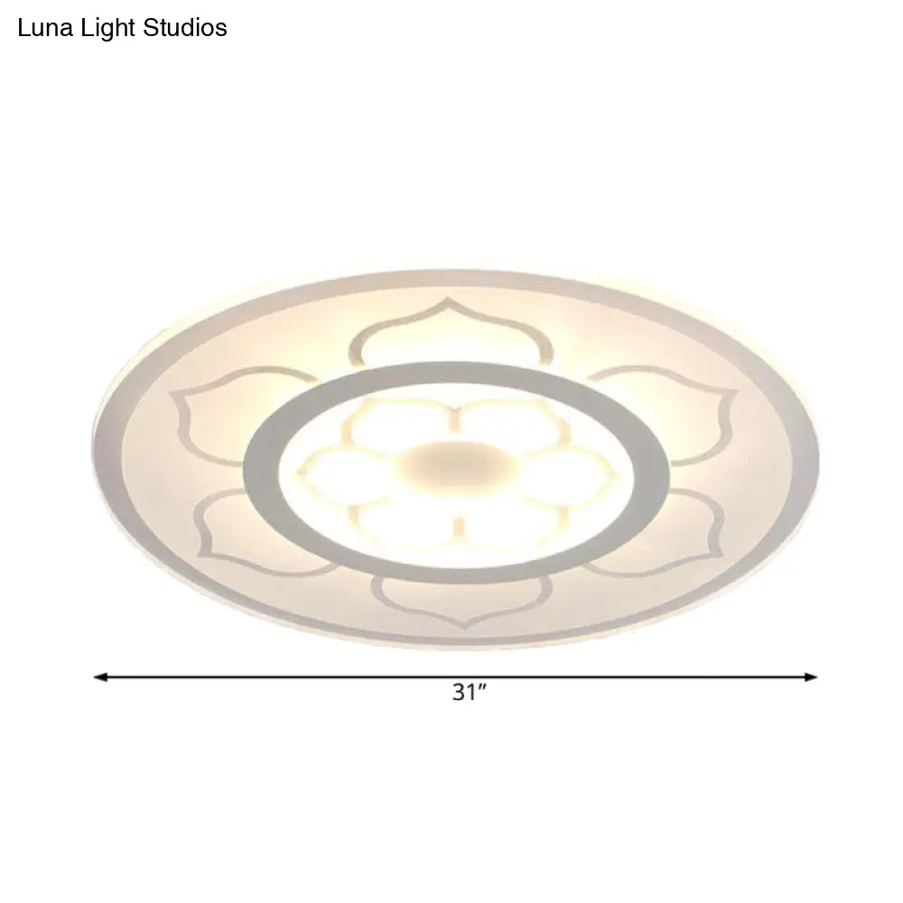 Modern Acrylic Lotus Flush Mount Lamp - Led Ceiling Light (8’/16.5’/20.5’) In Warm Or White