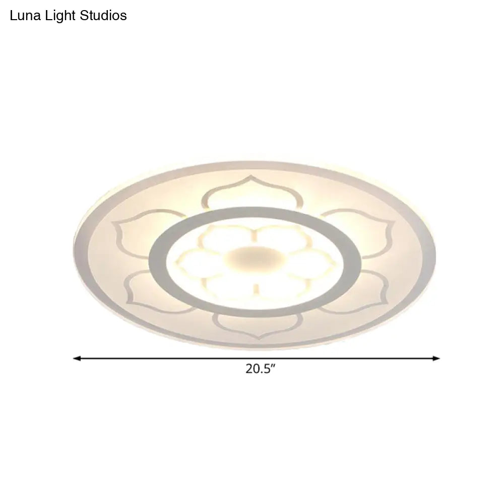 Modern Acrylic Lotus Flush Mount Lamp - Led Ceiling Light (8’/16.5’/20.5’) In Warm Or White