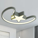 Modern Acrylic Moon And Star Ceiling Light - Stylish Living Room Flush Mount Green
