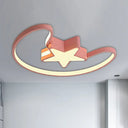 Modern Acrylic Moon And Star Ceiling Light - Stylish Living Room Flush Mount Pink