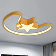 Modern Acrylic Moon And Star Ceiling Light - Stylish Living Room Flush Mount Yellow