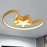 Modern Acrylic Moon And Star Ceiling Light - Stylish Living Room Flush Mount Yellow
