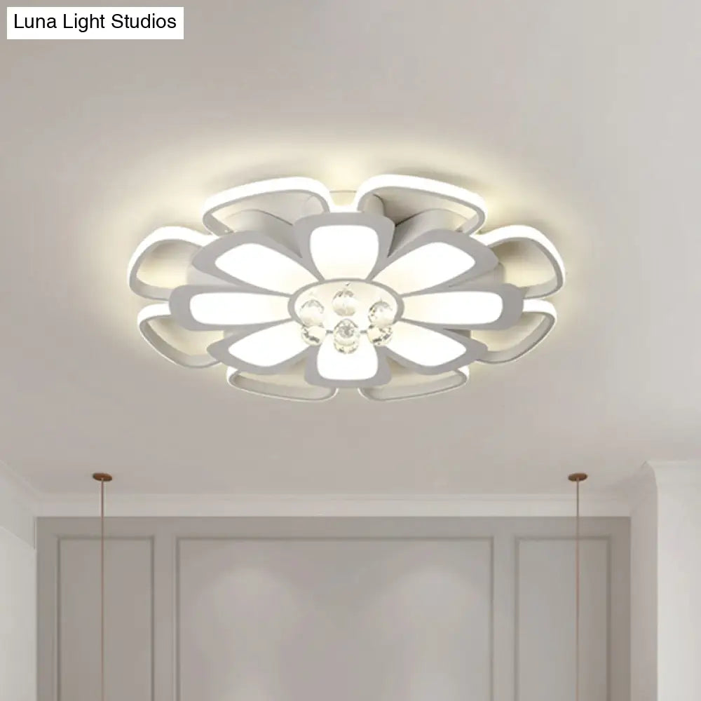 Modern Acrylic Petal Flush Mount Led Ceiling Light - 20.5’/27’ W Warm/White Round Design White