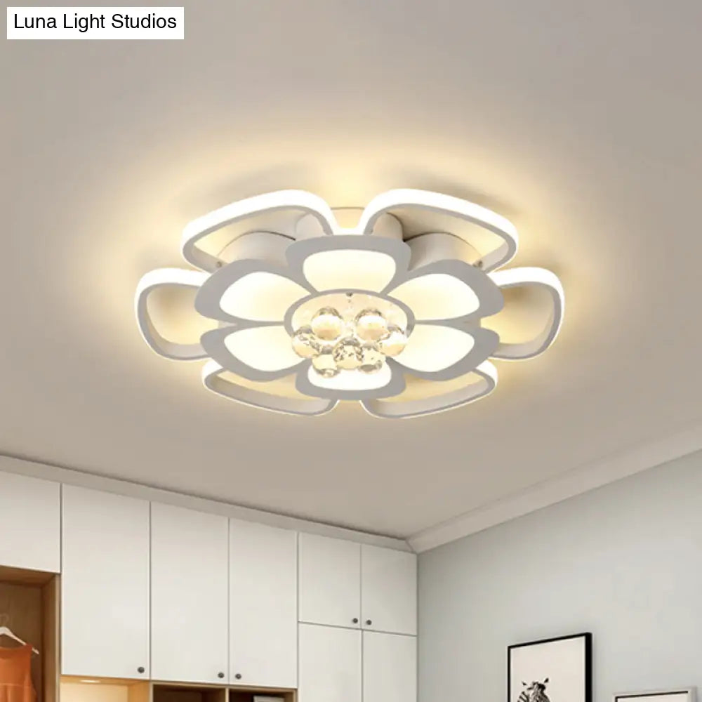 Modern Acrylic Petal Flush Mount Led Ceiling Light - 20.5’/27’ W Warm/White Round Design White