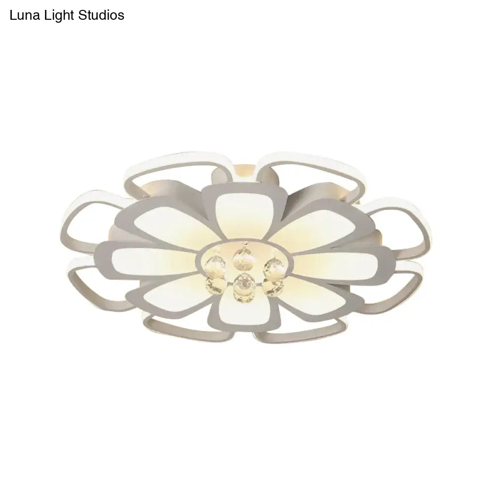 Modern Acrylic Petal Flush Mount Led Ceiling Light - 20.5’/27’ W Warm/White Round Design White