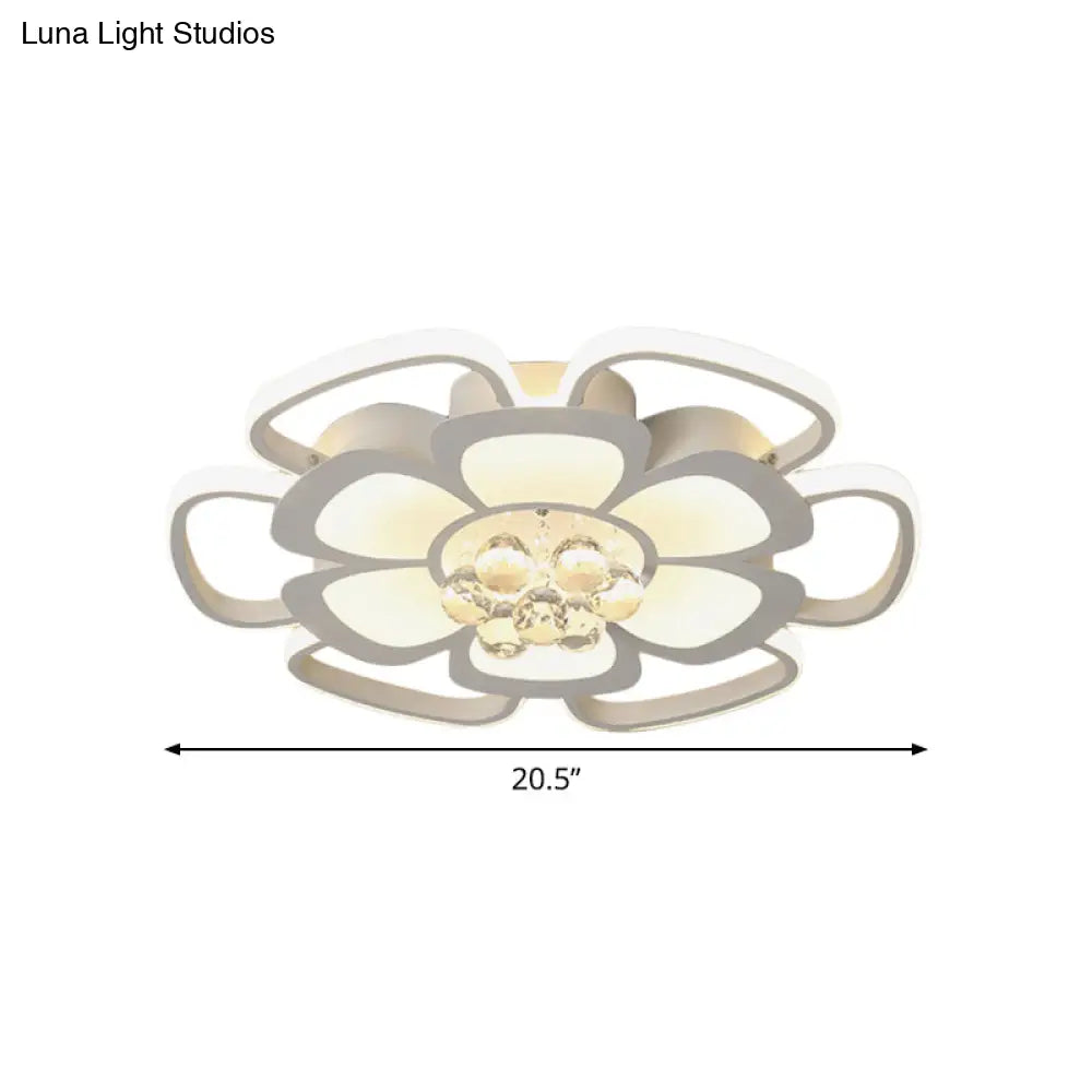 Modern Acrylic Petal Flush Mount Led Ceiling Light - 20.5’/27’ W Warm/White Round Design White