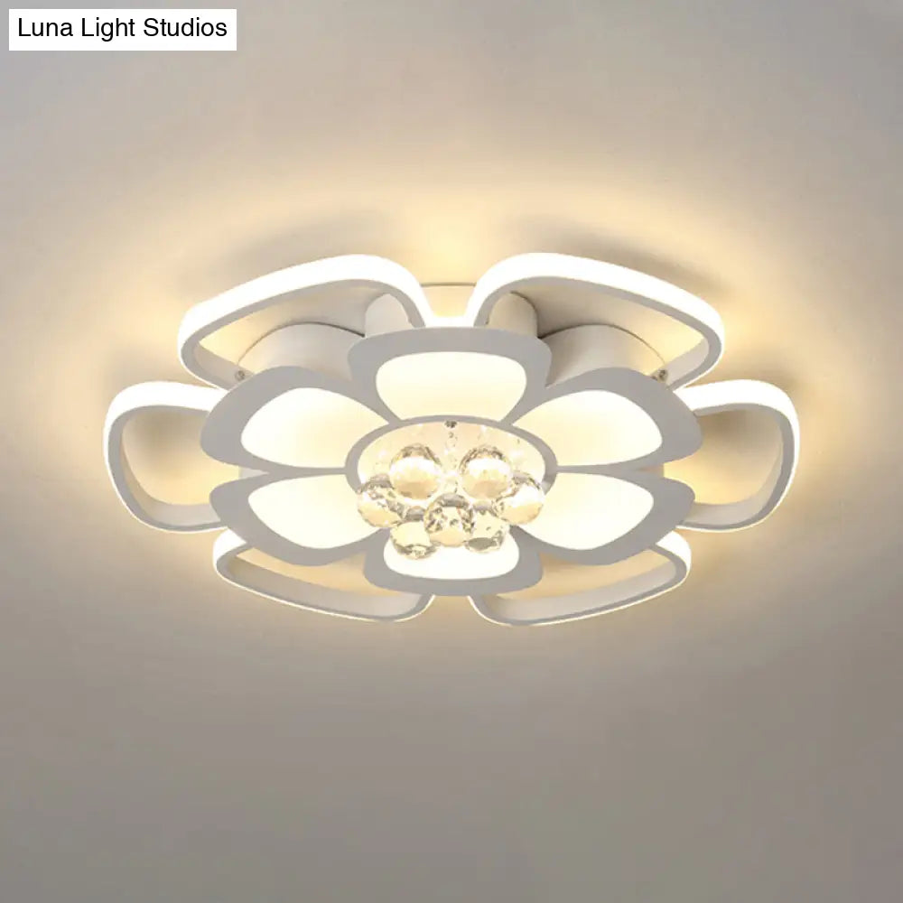 Modern Acrylic Petal Flush Mount Led Ceiling Light - 20.5’/27’ W Warm/White Round Design White
