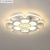 Modern Acrylic Petal Flush Mount Led Ceiling Light - 20.5’/27’ W Warm/White Round Design White