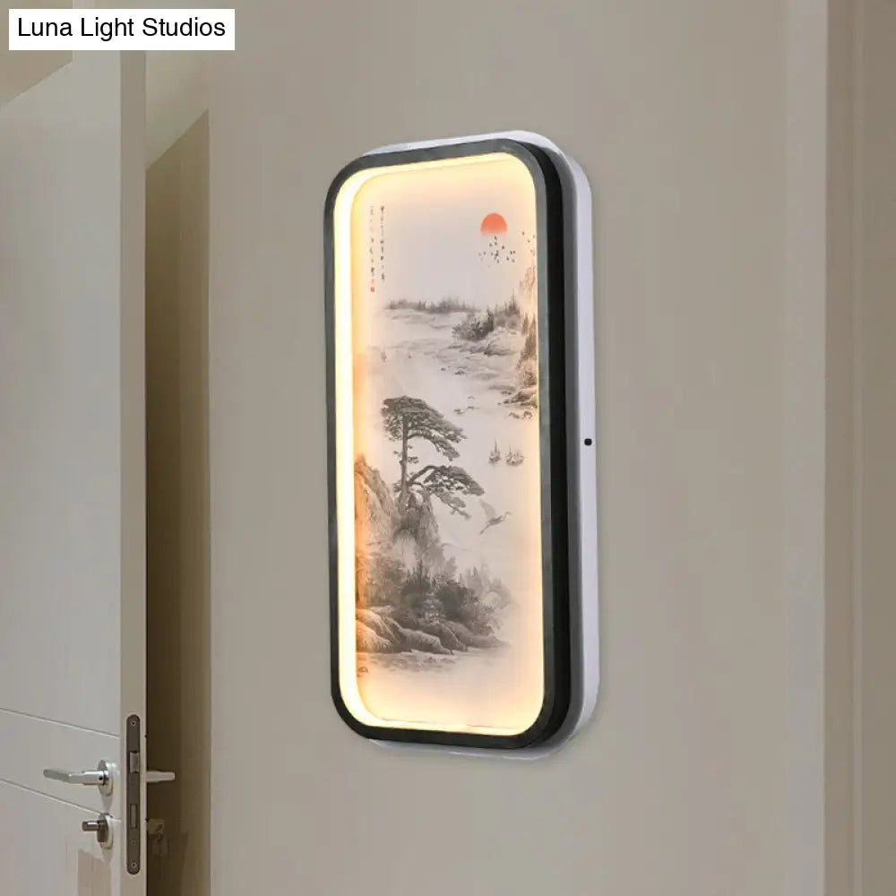 Modern Acrylic Pine Tree Led Wall Light In Black For Guest Room Décor