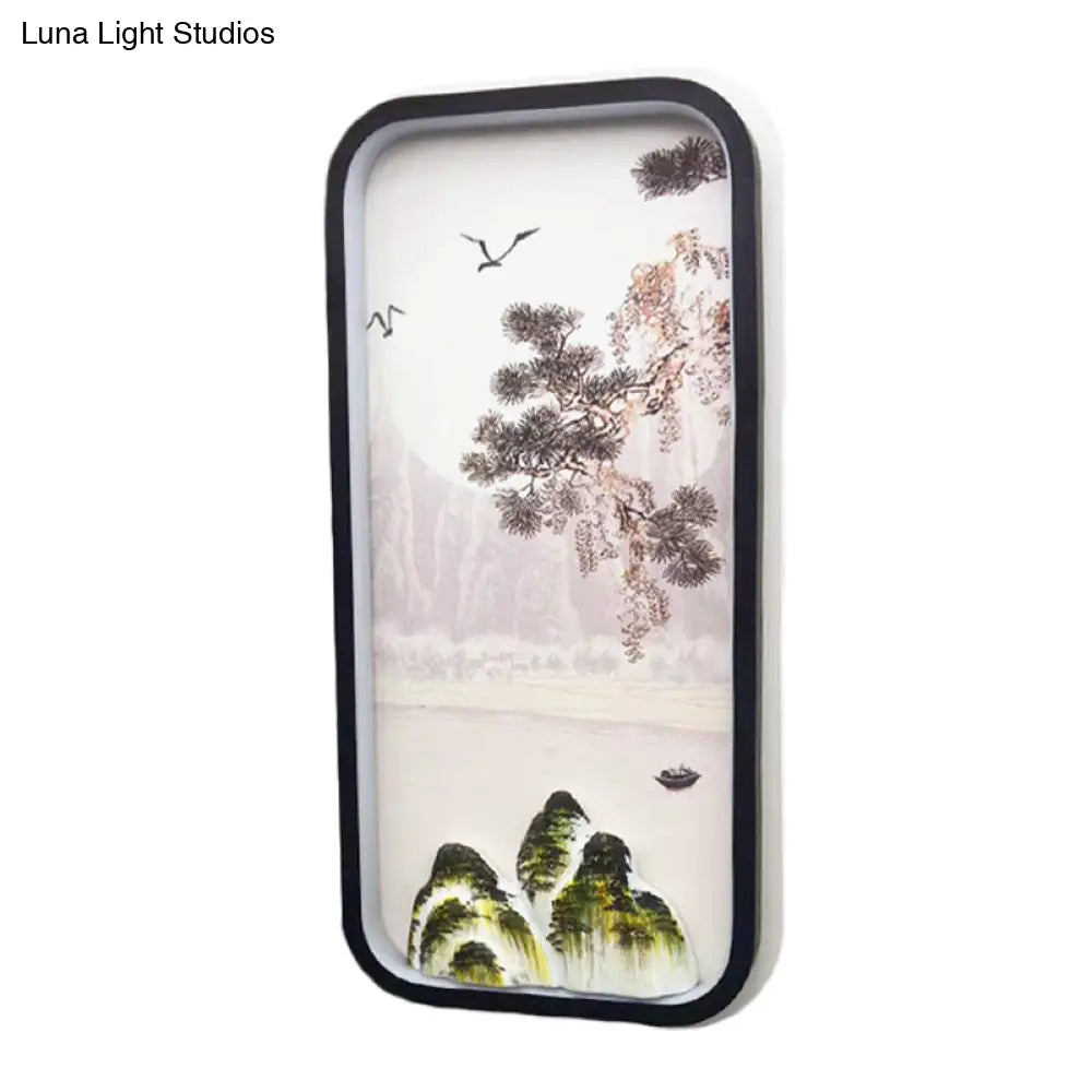 Modern Acrylic Pine Tree Led Wall Light In Black For Guest Room Décor