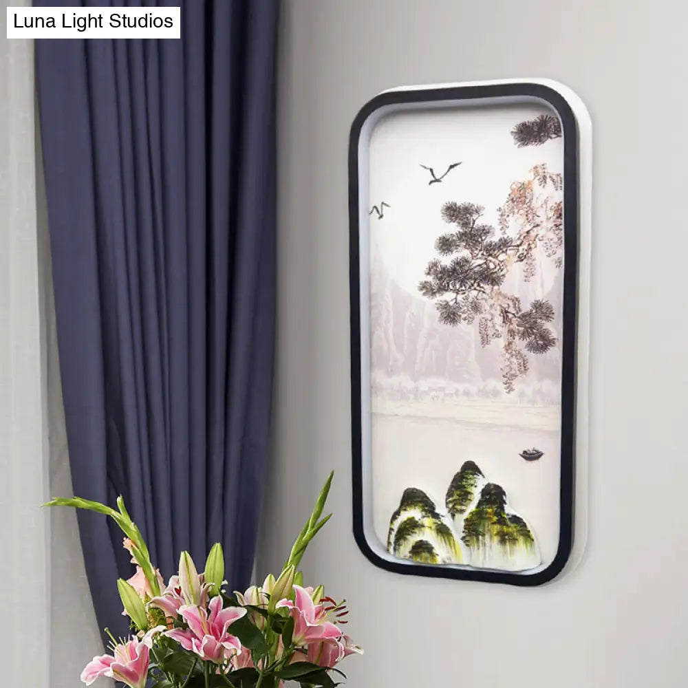 Modern Acrylic Pine Tree Led Wall Light In Black For Guest Room Décor