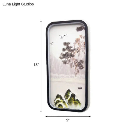 Modern Acrylic Pine Tree Led Wall Light In Black For Guest Room Décor