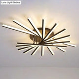 Modern Acrylic Radial Semi Flush Led Ceiling Light For Living Room 9 / Black White