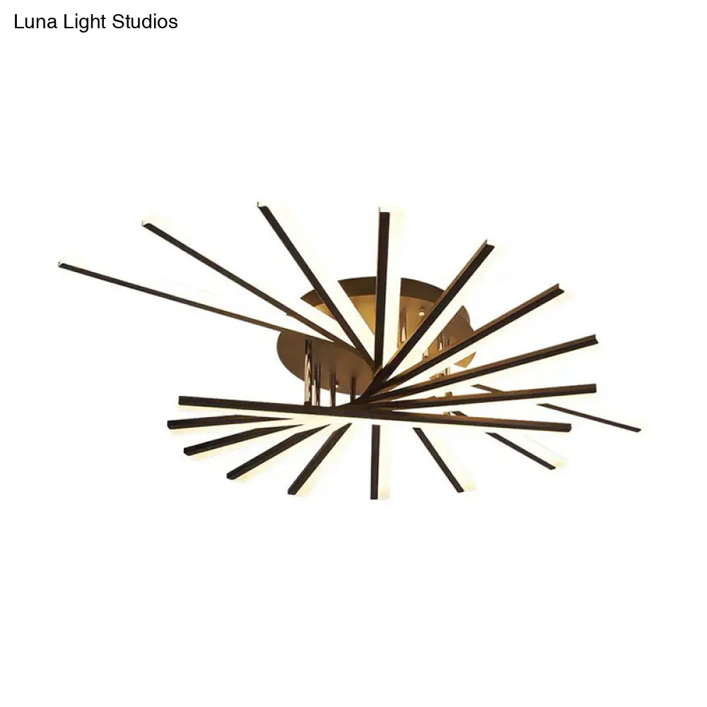 Modern Acrylic Radial Semi Flush Led Ceiling Light For Living Room
