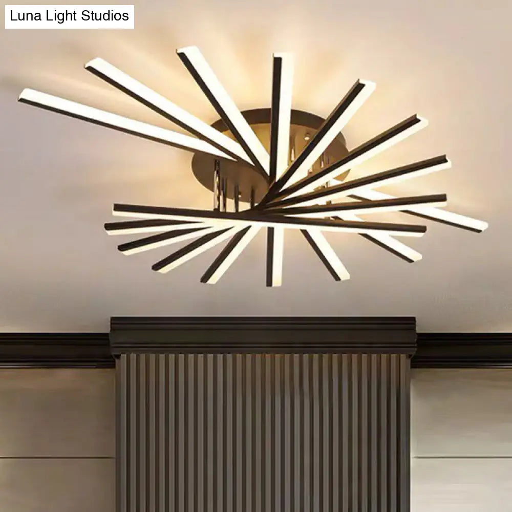 Modern Acrylic Radial Semi Flush Led Ceiling Light For Living Room