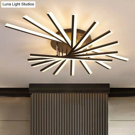 Modern Acrylic Radial Semi Flush Led Ceiling Light For Living Room