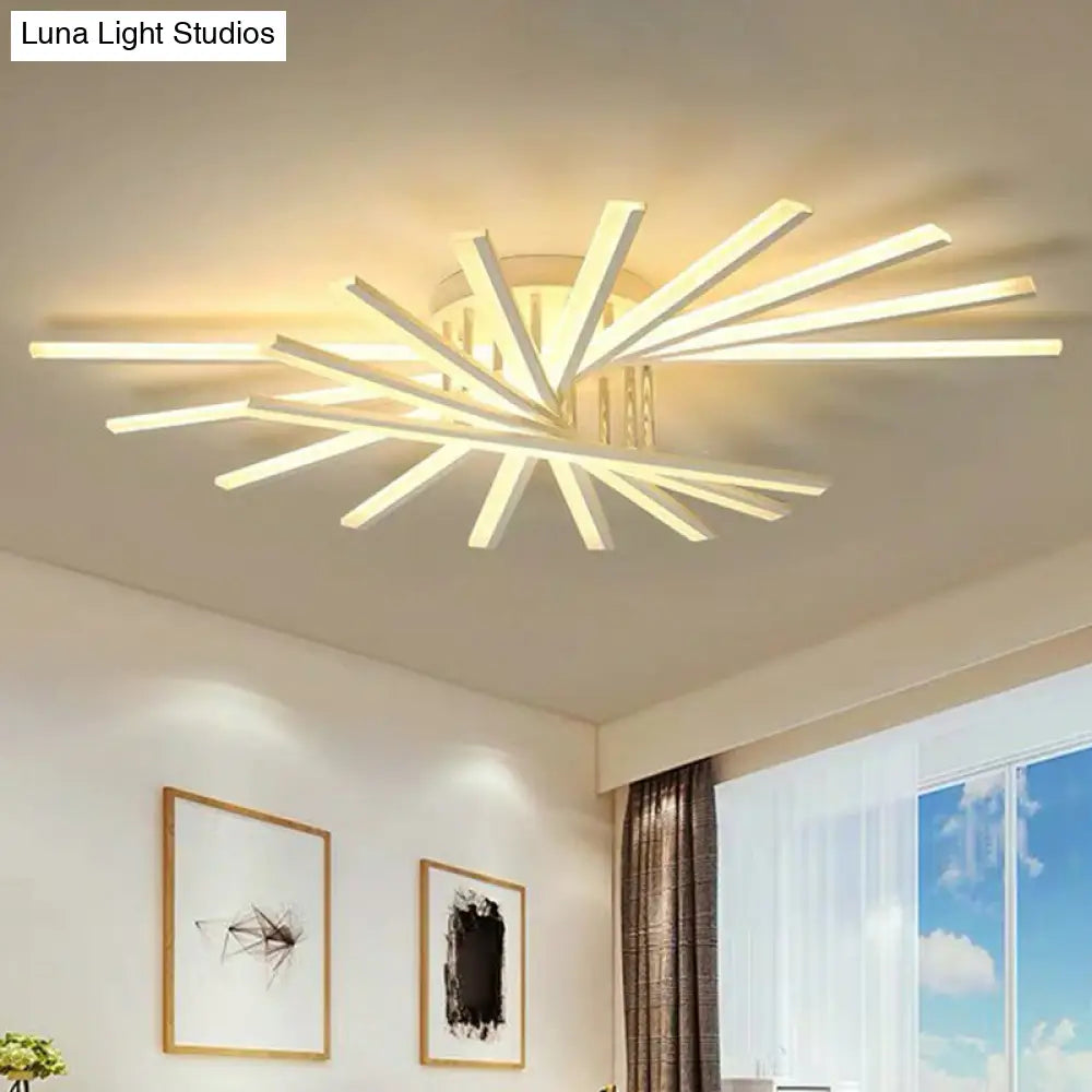 Modern Acrylic Radial Semi Flush Led Ceiling Light For Living Room