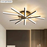 Modern Acrylic Radial Semi Flush Led Ceiling Light For Living Room