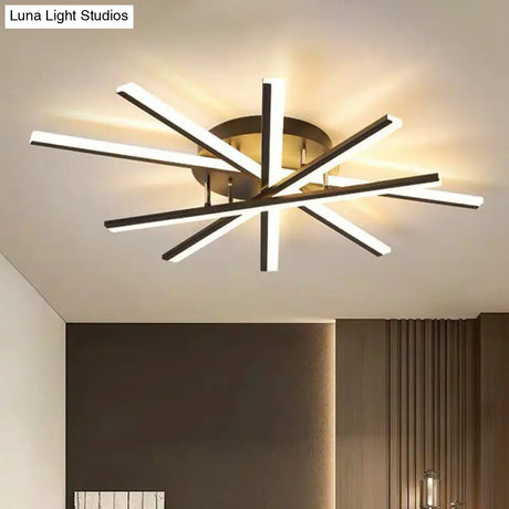 Modern Acrylic Radial Semi Flush Led Ceiling Light For Living Room