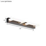 Modern Acrylic Rectangle Vanity Sconce - 2/3 Heads Black Wall Lighting For Bathroom With Warm/White