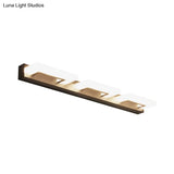 Modern Acrylic Rectangle Vanity Sconce - 2/3 Heads Black Wall Lighting For Bathroom With Warm/White