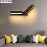 Modern Acrylic Rectangle Wall Mounted Light For Bedroom - Black/White Sconce