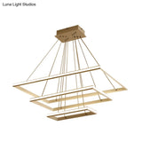Modern Acrylic Rectangular Chandelier: Tiered Design 3-Light Black/White Led White/Warm Light