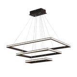Modern Acrylic Rectangular Chandelier: Tiered Design 3-Light Black/White Led White/Warm Light