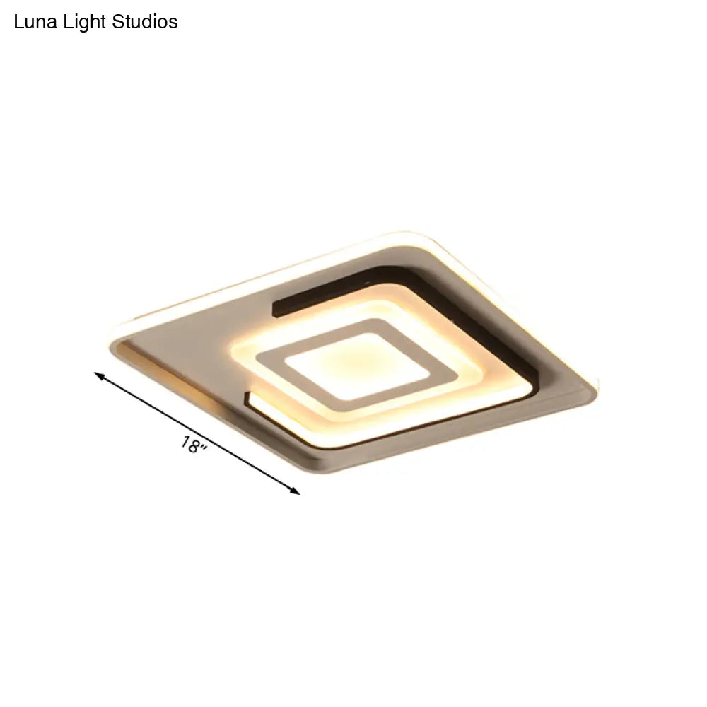 Modern Acrylic Rectangular Led Ceiling Lamp For Living Room - Warm/White Light 18’/21.5’/35.5’ Wide