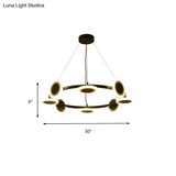 Modern Acrylic Ring Chandelier Pendant With Led Lights - 22/30/38 Diameter 10-Light Black Finish
