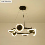 Modern Acrylic Ring Chandelier Pendant With Led Lights - 22/30/38 Diameter 10-Light Black Finish