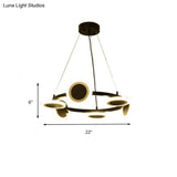 Modern Acrylic Ring Chandelier Pendant With Led Lights - 22/30/38 Diameter 10-Light Black Finish