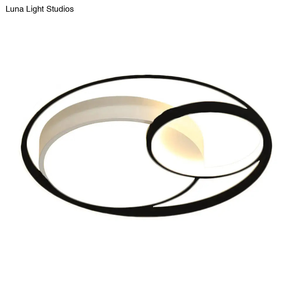 Modern Acrylic Ring Flushmount Led Ceiling Light In Gray/White/Black With Warm/White/3 Color