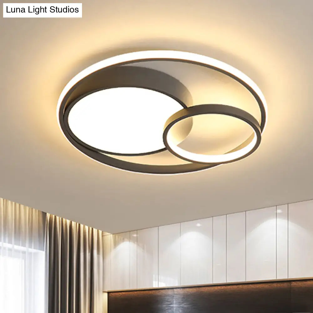 Modern Acrylic Ring Flushmount Led Ceiling Light In Gray/White/Black With Warm/White/3 Color