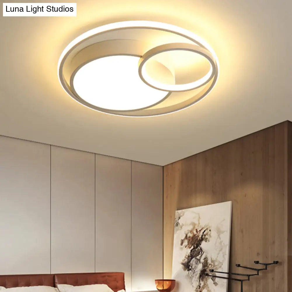 Modern Acrylic Ring Flushmount Led Ceiling Light In Gray/White/Black With Warm/White/3 Color