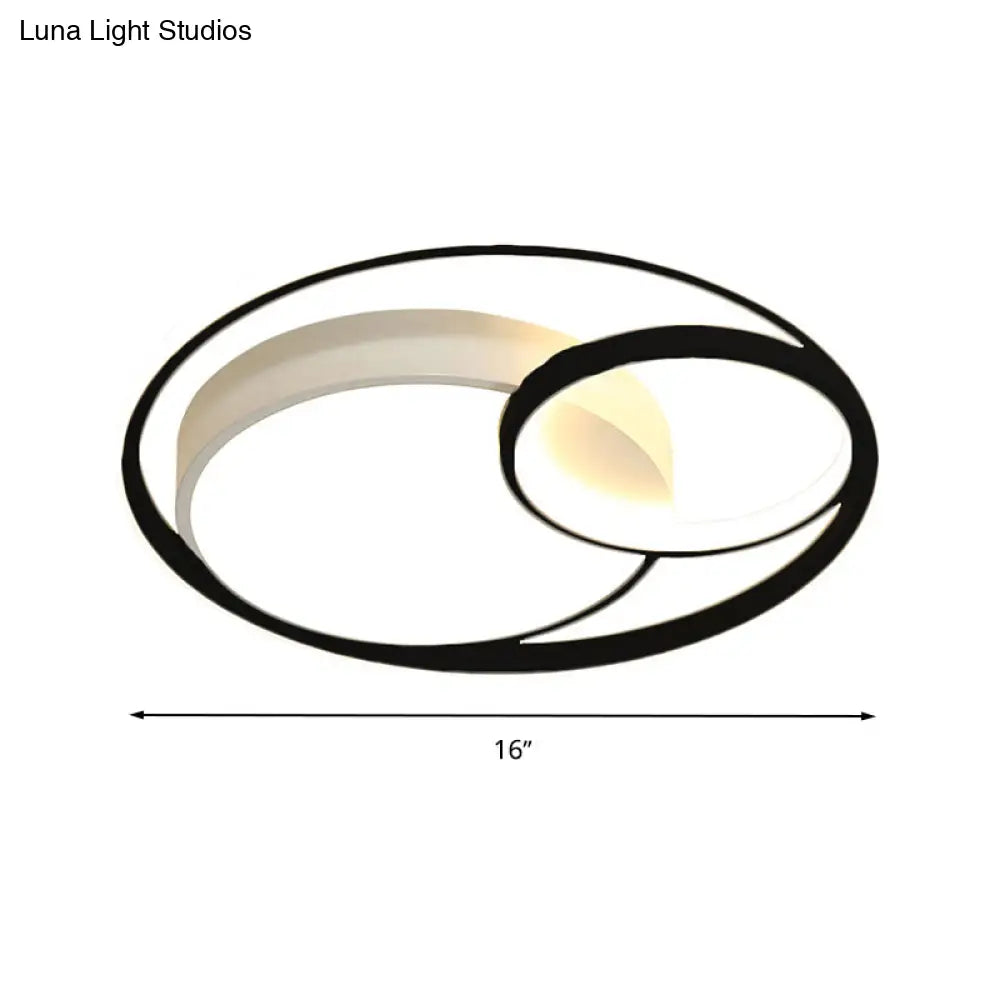 Modern Acrylic Ring Flushmount Led Ceiling Light In Gray/White/Black With Warm/White/3 Color