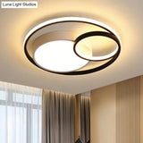 Modern Acrylic Ring Flushmount Led Ceiling Light In Gray/White/Black With Warm/White/3 Color