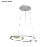 Modern Acrylic Round Chandelier Pendant Light With Led White/Grey Finish For Dining Room In