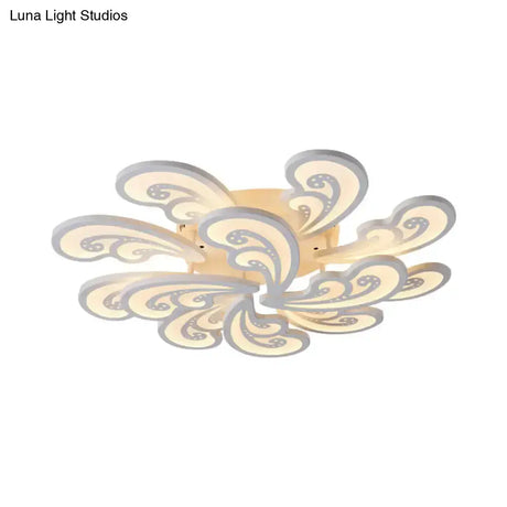 Modern Acrylic Spindrift Ceiling Light W/ 6/12/15-White Led Bulbs In Warm/White - Semi Flush Mount