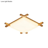 Modern Acrylic Square Ceiling Lamp With Led And Wood Frame - Beige/White Warm Light