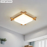 Modern Acrylic Square Ceiling Lamp With Led And Wood Frame - Beige/White Warm Light