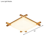Modern Acrylic Square Ceiling Lamp With Led And Wood Frame - Beige/White Warm Light