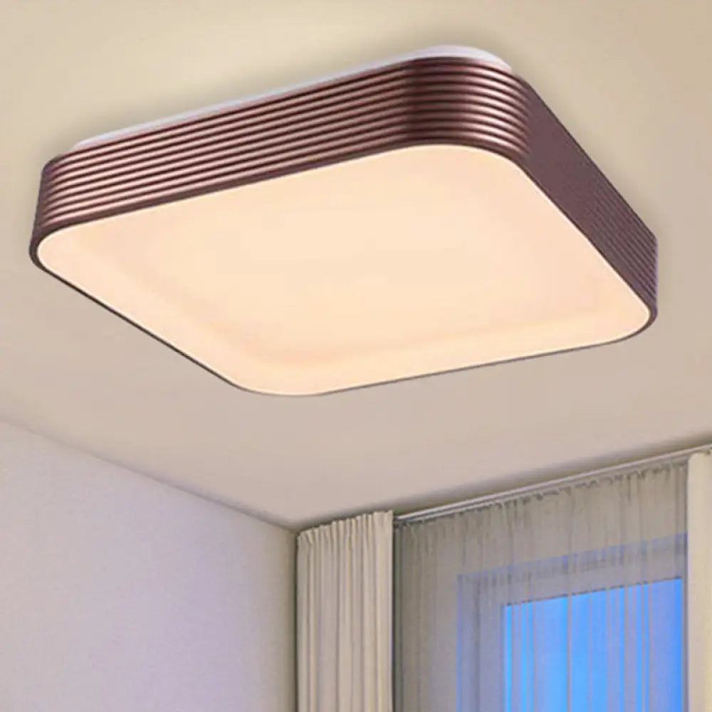 Modern Acrylic Square Ceiling Light - 18/23.5 Wide Dark Red Led Flush Mount Fixture