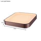 Modern Acrylic Square Ceiling Light - 18’/23.5’ Wide Dark Red Led Flush Mount Fixture