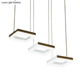 Modern Acrylic Square Chandelier - Black/White Pendant Light With 3 Bulbs