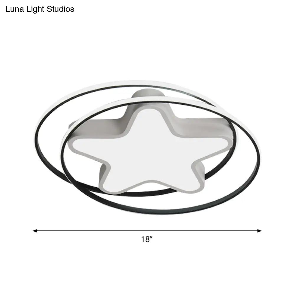 Modern Acrylic Star Flush Ceiling Light Led Mount Fixture In Warm/White - White Ring