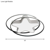 Modern Acrylic Star Flush Ceiling Light Led Mount Fixture In Warm/White - White Ring