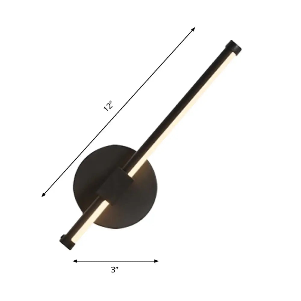 Modern Acrylic Tube Led Wall Lamp: Black Sconce Light With Metal Backplate Warm/White